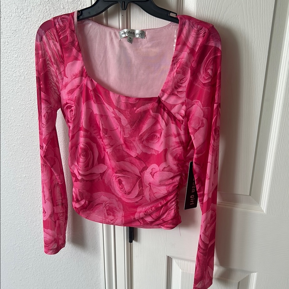 Madden Girl Pink Long Sleeve Tee